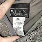 Alex Evenings Silver Sequin Lace Cowl Neck Long Gown Sleeveless Size 14