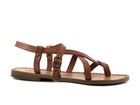Women s Flat Strappy Sandals In Tan Leather Handmade In Italy