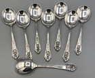 Rose Point By Wallace Sterling Silver Set Of 8 Cream Soup Spoons 6 