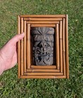 Bamboo Framed Wall Hanging  ku  Tiki Mask Retro Tiki Bar Art Decor Tribal Lounge