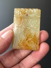 Age-old China Antique Ming Dynasty  Hetian Jade Flower Pattern Pendant