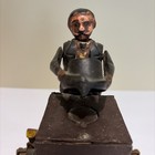 Antique Magician Cast Iron Mechanical Coin Bank Figurine The Book Of Knowledge