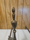Vintage Mission Brass And Cast Iron Fireplace Andirons Fire Dogs 19 Inches Tall