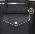 New Michael Kors Jet Set Saffiano Medium Pkt Mf Leather Tote Black