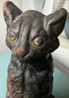 Antique Cast Iron Sitting Black Cat Doorstop National Foundry 9    Tall 6 Lb 10oz