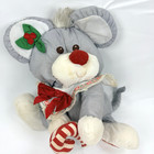 Fisher Price Puffalumps Christmas Mouse Gray Candy Cane Plush Stuffed 1987 Vtg