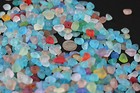 Center Drilled Sea Beach Glass 50 Pcs Lot Bulk Blue Green Red Yellow Jewelry Use