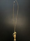Santa Muerte Gold Pendant necklace  hand Painted  La Santisima Muerte Free Ship