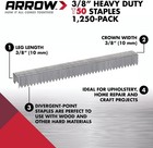 Arrow 506 T50 Heavy Duty Staples  3 8-inch Leg Length  3 8-inch Crown -1250-pack