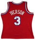76ers Allen Iverson Signed Red 2002-03 M n Hwc Swingman Jersey Bas Witnessed