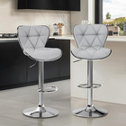 Bar Stools Set Of 2  Pu Leather Swivel Adjustable Barstools With Shell Back  Bar