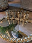 Vintage Oval Mirror Vanity Tray Art Deco With 4 Lipstick Holders Felt Bottom 6 