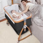 Baby Bassinet 6 Height Adjustable  Wheels  Mosquito Net  Portable Bedside Crib