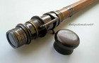Wooden Walking Stick Cane Nautical Antique Spyglass Brass Telescope Handle Gift