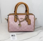 Coach Mini Rowan Crossbody Bag In Signature With Charms In Powder Pink Cek79 Nwt
