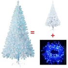 4ft 5ft 6ft 7ft White Christmas Tree W  Blue Lights Led Holiday Xmas In outdoor