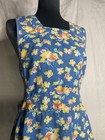 Vintage Full Apron Made In Usa Blue Yellow Flowers Floral