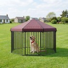 43  8-panel Metal Dog Playpen With Top Cover   Lock  Outdoor Portable Pet Fence