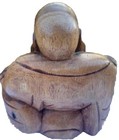 Vintage Hand Carved Wooden Buddha Smiling Carved Solid Wood 4    X 4   
