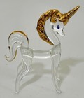   vintage   Hand Blown Glass Unicorn Figurine Gold Gilding Detail 3  Tall