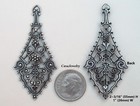  1750 Antiqued  925 Sterling Silver Plated Filigree W top Ring - 2 Pcs