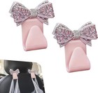 Purse Hook Car Seat Headrest  2 Pcs Bling Bow Design  Pink
