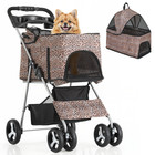 4 Wheels Pet Stroller Foldable Cat Puppy Stroller W cup Holder   Storage Basket