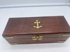 Vintage Wood W  Brass Accents Nautical Marine  Anchor Decorative Trinket Box E72