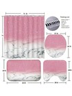 4 Pieces Bathroom Shower Curtain Set With Rugs  Pink Marble Shower Curtain Sets