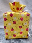 Lady Bugs On Yellow Cotton Fabric  Handmade Square Tissue Box Cover
