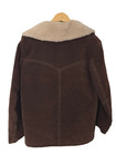 Vintage Genuine Split Cowhide Leather Sherpa Lined West Brown Bomber Jacket 38