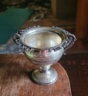 Post War Vintage Italian 800 Silver Sugar Bowl W  Spoon Rack Rim Lotus Leaf Band