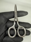 Antique Curved Silver Handles With A Pattern Sewing Or Nails Scissors 3-3 4   