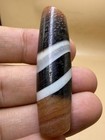 Uniqu Banded Agate Dzi Nepal Bead Brown Black White Spiral Stripe 55mm Old Tibet