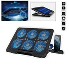 6 Fan Laptop Cooling Pad Mouse Pad Usb Stand Quiet Led Cooler For 12-17  Laptop