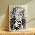 Donald Trump Drawing Print Portrait Sketch 8  X 10  Trump President Of Usa