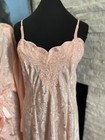 Victoria s Secret Gold Label Vtg Floral Pink Peach Jacquard Gown Robe Set Large