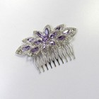 Silver Lavender Light Purple Rhinestone Crystal Hair Comb Wedding Evening Formal