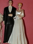 Lot Of  2  4    Vtg 1950 Wedding Cake Topper Chalkware-bride Groom Couples