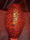 Vintage Mcm Red Spaghetti Spun String Lucite Hanging Swag Pendent Lamp Light