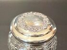 Antique Cut Crystal Powder Jar With Sterling Silver Lid  4  Widest  3 1 2  High