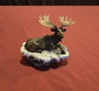 Bull Moose Figurine On Snow Base