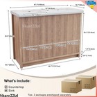 Bathroom Vanity Set Double Sink Ceramic Freestanding Cabinet Storage Wood Grain