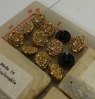 3 Vintage Glass Buttons Dark Gold Color Flower Design Czechoslovakia 1 2   64