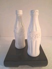 Coca-cola Bottle Salt   Pepper Shakers white Ceramic mint euc  W stoppers no Box