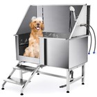 Co-z 50  Dog Cat Pet Grooming Bath Tub Wash Station 304 Stainless Steel W Stairs