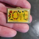 Lot Of 4 Vintage Buttons Pins Pennsylvania Postage Stamp Love Stamp Sunflower 