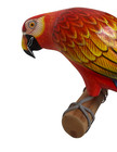 Red Parrot Hanging Art Arfican Jungle Wood Tropical Hand Carved Painted Wall