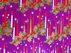 Vtg Christmas Wrapping Paper Gift Wrap Candles Holly Stars 1960 Era Retro Nos