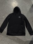 Under Armour Boys Black Fleece Hoodie Vertical Logo Youth Xl